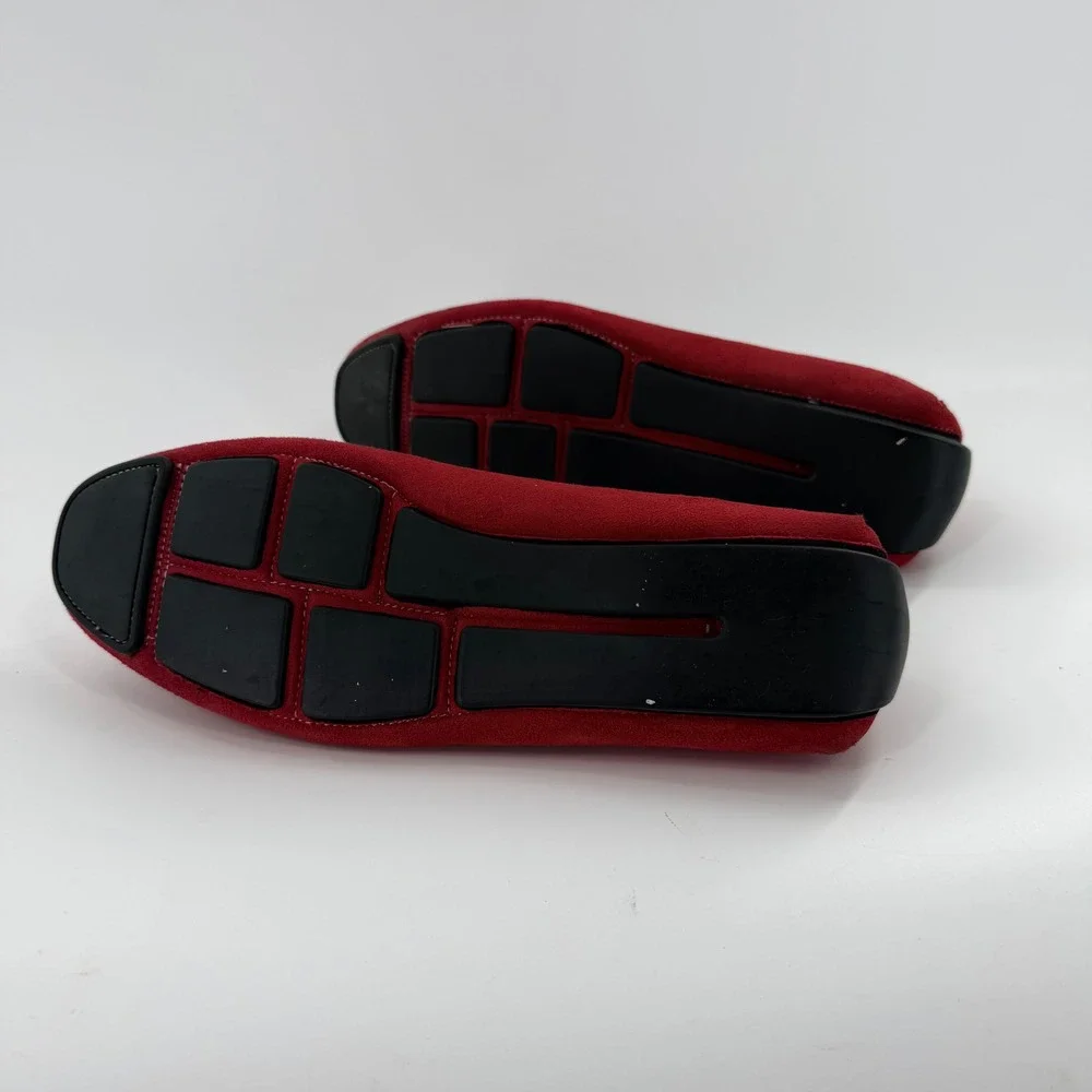 David Stone‎ Mens Red Faux Suede Bit Driving Loafers Size 11 045249 Moc Toe